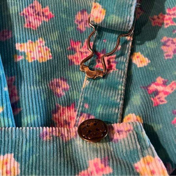 Vintage Oshkosh B’Gosh Corduroy Overall Jumper Dress 6 Blue Pink Floral USA Made - Picture 13 of 14